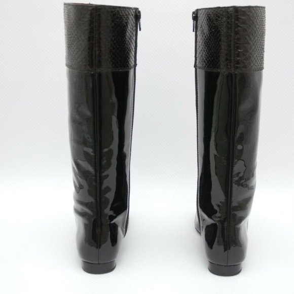 Coach FRESNA Patent Leather Knee-High Boot Black 6 - Picture 4 of 8